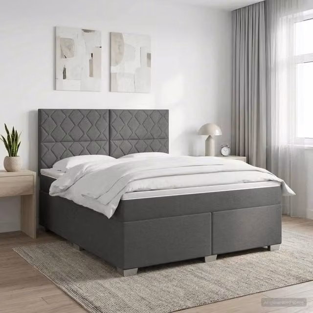 Letto box spring con materasso ibrido vidaXL Grigio e Bianco L/P: 180 x 200 cm – 1