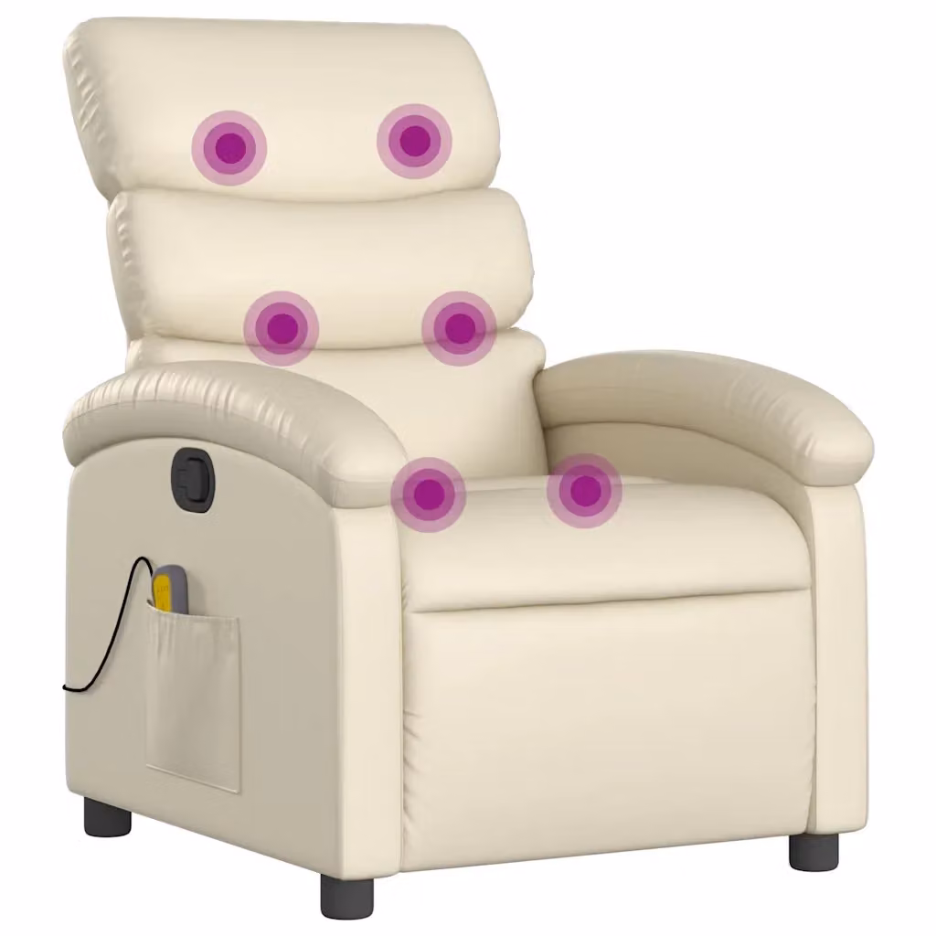 Poltrona Relax Reclinabile vidaXL in Similpelle Beige con Braccioli – 2