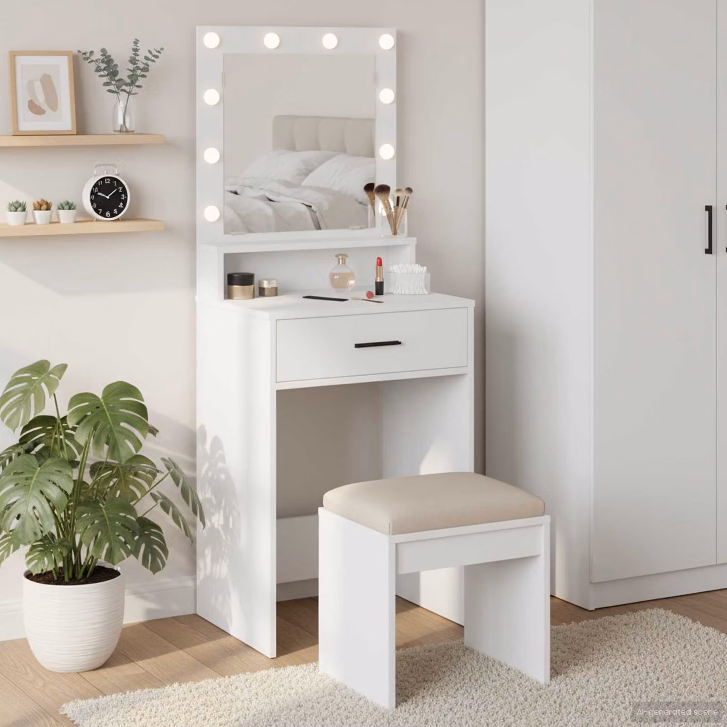 vidaXL Tavolo da Trucco Moderno Bianco in MDF L/P/H: 50 x 41 x 135 cm