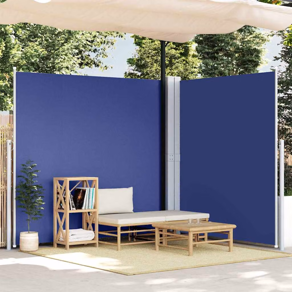 vidaXL Tenda da Sole Laterale Retrattile in Poliestere Blu L: 600 cm, H: 200 cm