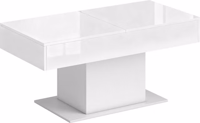 Tavolino da caffè estensibile HOMCOM moderno con vano contenitore, Bianco lucido, L: 108-178.5 cm, P: 53 cm, H: 49 cm