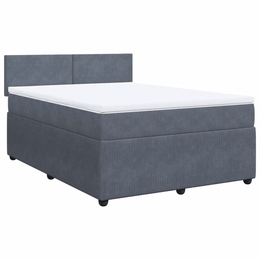 Giroletto a Molle con Materasso Grigio Scuro 140x200 cm Velluto