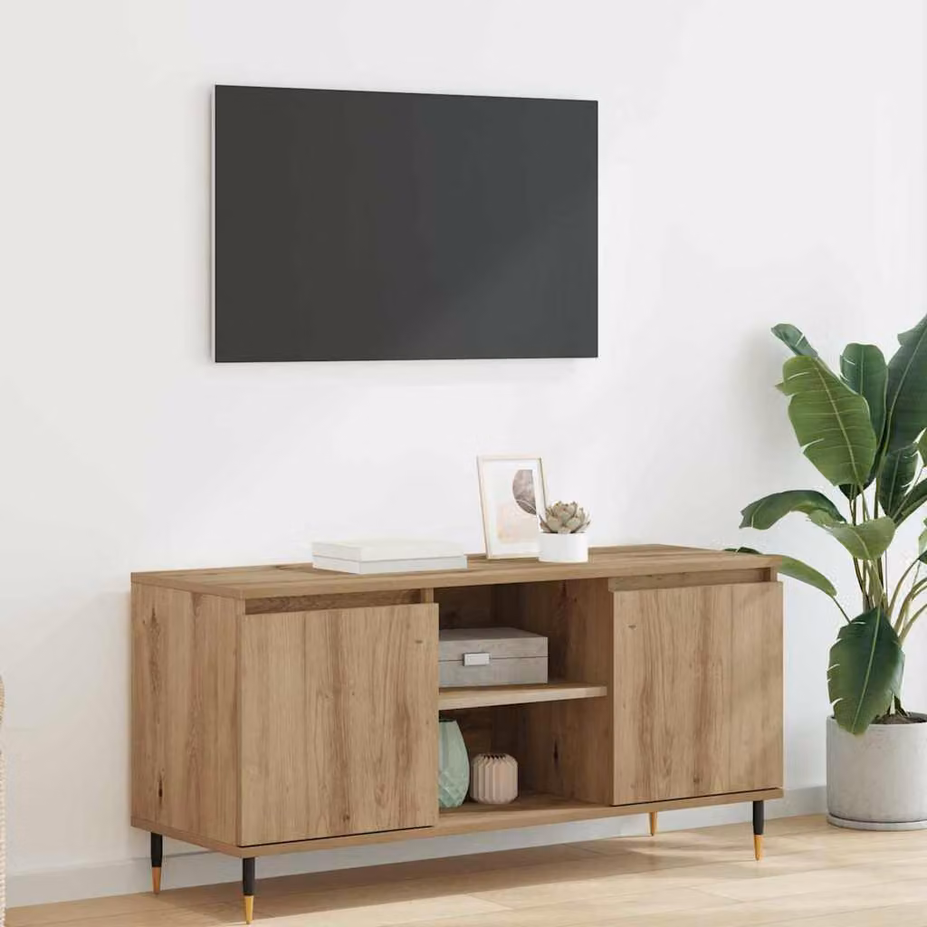 Mobile TV vidaXL in stile moderno, colore marrone rovere artigianale, L 104 x P 35 x H 50 cm
