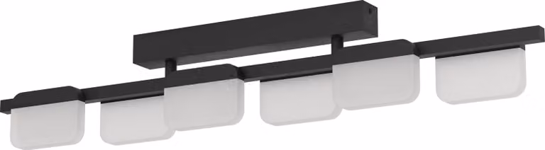 EGLO Ervidel, 6 lampadine, LED, 2880 lm, IP20, nero, acciaio satinato, trasparente