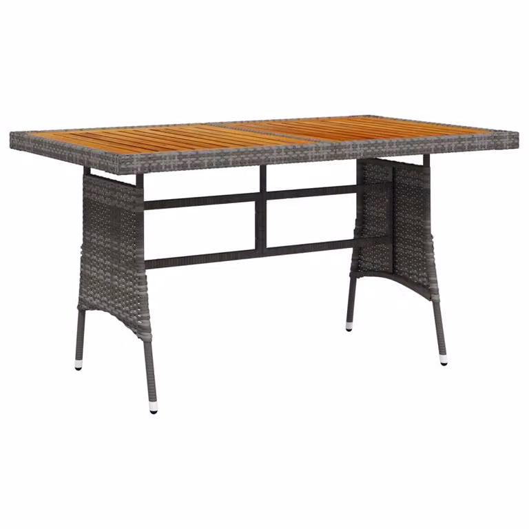Tavolo da giardino in polyrattan e acacia 130 x 72 x 70 cm grigio