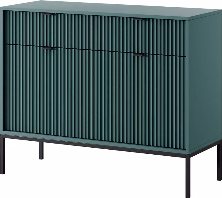 FURNLUX Credenza Avon Verde e Nero 104cm / Colore principale: Verde / Dimensioni: 104 x 83 x 39 cm