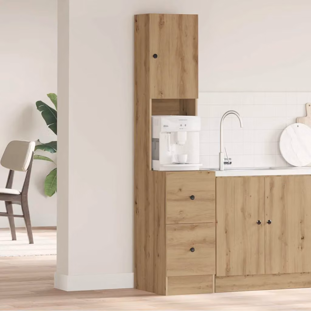 Credenza da cucina moderna vidaXL in legno color rovere, L: 50 cm, P: 32 cm, H: 180 cm