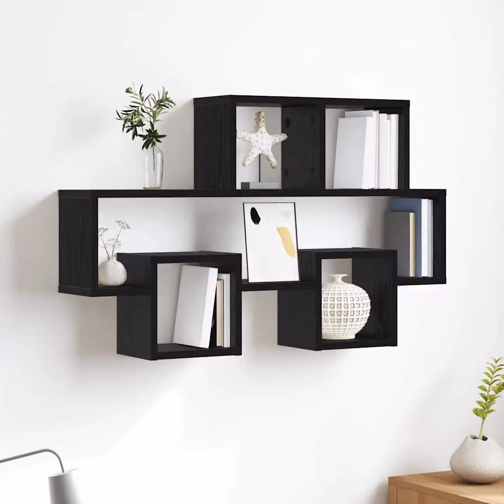 Scaffale da parete vidaXL Rovere nero, L 82 cm x P 15 cm x H 51 cm