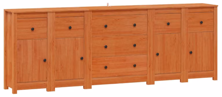 Credenza, 5 pezzi, color cera marrone, dimensioni 226 x 35 x 80 cm