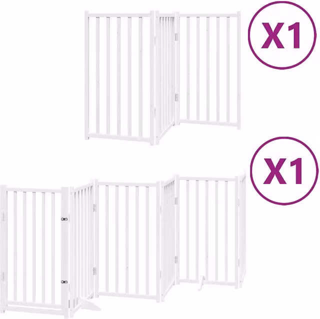 Cancello per cani pieghevole in legno di pioppo bianco con 9 pannelli CFW9397145