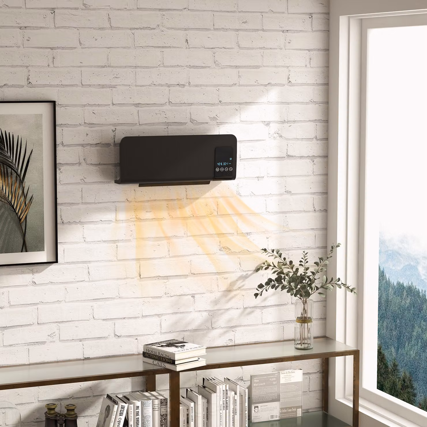 Termoventilatore da parete oscillante HOMCOM con telecomando e timer, Nero – 2