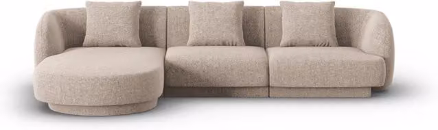Divano angolare sinistro Tulum Cosmopolitan Design a 4 posti in ciniglia beige L/P/H: 255 x 106 x 70 cm con profondità di seduta 125 cm