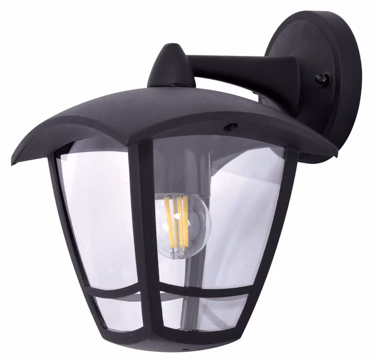 Applique da esterno con supporto superiore NAPOLI, nera, 1xE27x15W, metallo, dimensioni: 23x17x20 cm, IP44, Kaja
