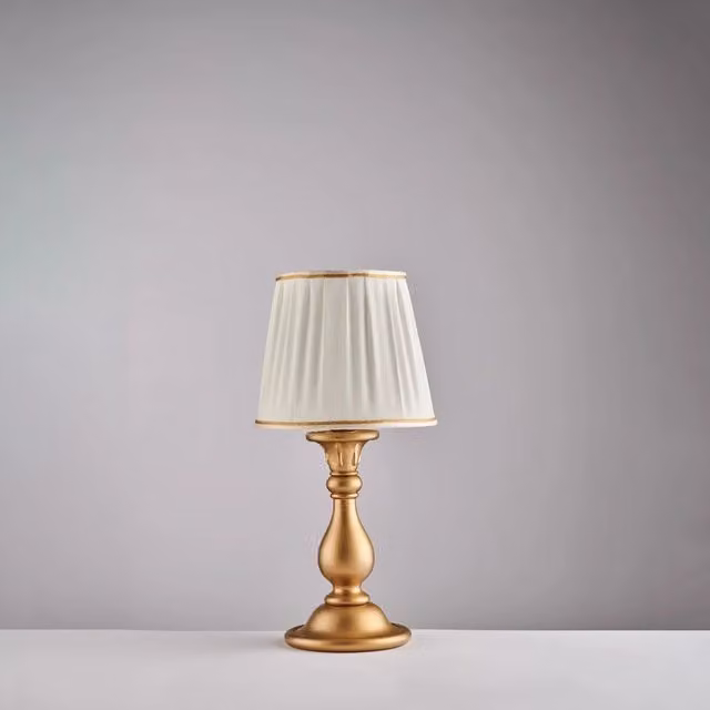 Lumetto Contemporaneo Lucca Bonetti Illumina in Legno e Metallo Oro e Bianco con 1 Luce E14