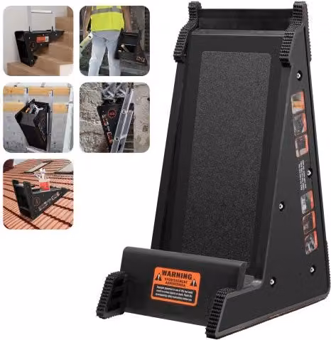 VEVOR Livellatore per Scale con Contenitore in Plastica, Stabilizzatore per Scale Estensibili su Terreni Irregolari, Colore Nero e Argento, Capacità di Carico 172,4 kg