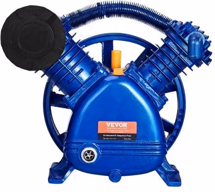 VEVOR Testa Pompa per Compressore d'Aria a 2 Cilindri, Potenza 5,5 HP, Lubrificata a Olio, Pressione Massima 185 PSI, Flusso 162L/min