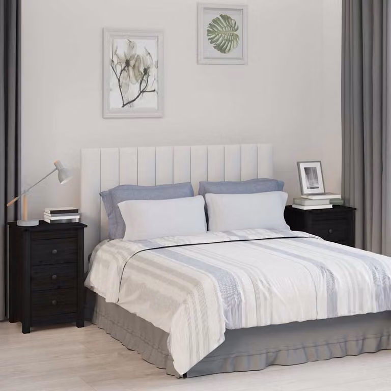 Set di 2 comodini vidaXL in legno massello di pino nero, design moderno, L 40 cm x P 35 cm x H 61,5 cm
