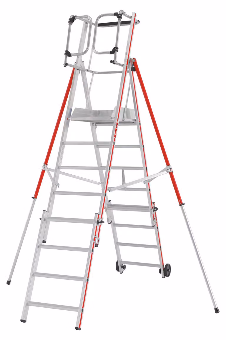 Scala a piattaforma Hymer Protect+ con braccio telescopico e porte di sicurezza 5-8 pioli