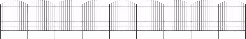Recinzione da Giardino con Punta a Lancia in Acciaio 1603,5x200 cm Nero