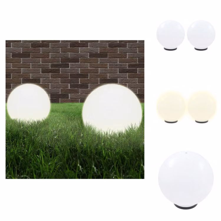vidaXL Luci da giardino a LED 2 pz. Sferica 40 cm PMMA - Illuminazione esterna