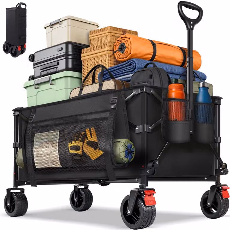 Solidchoice - Carrello pieghevole con ruote da 15 cm adatte a tutti i terreni - Capacità di 180 litri