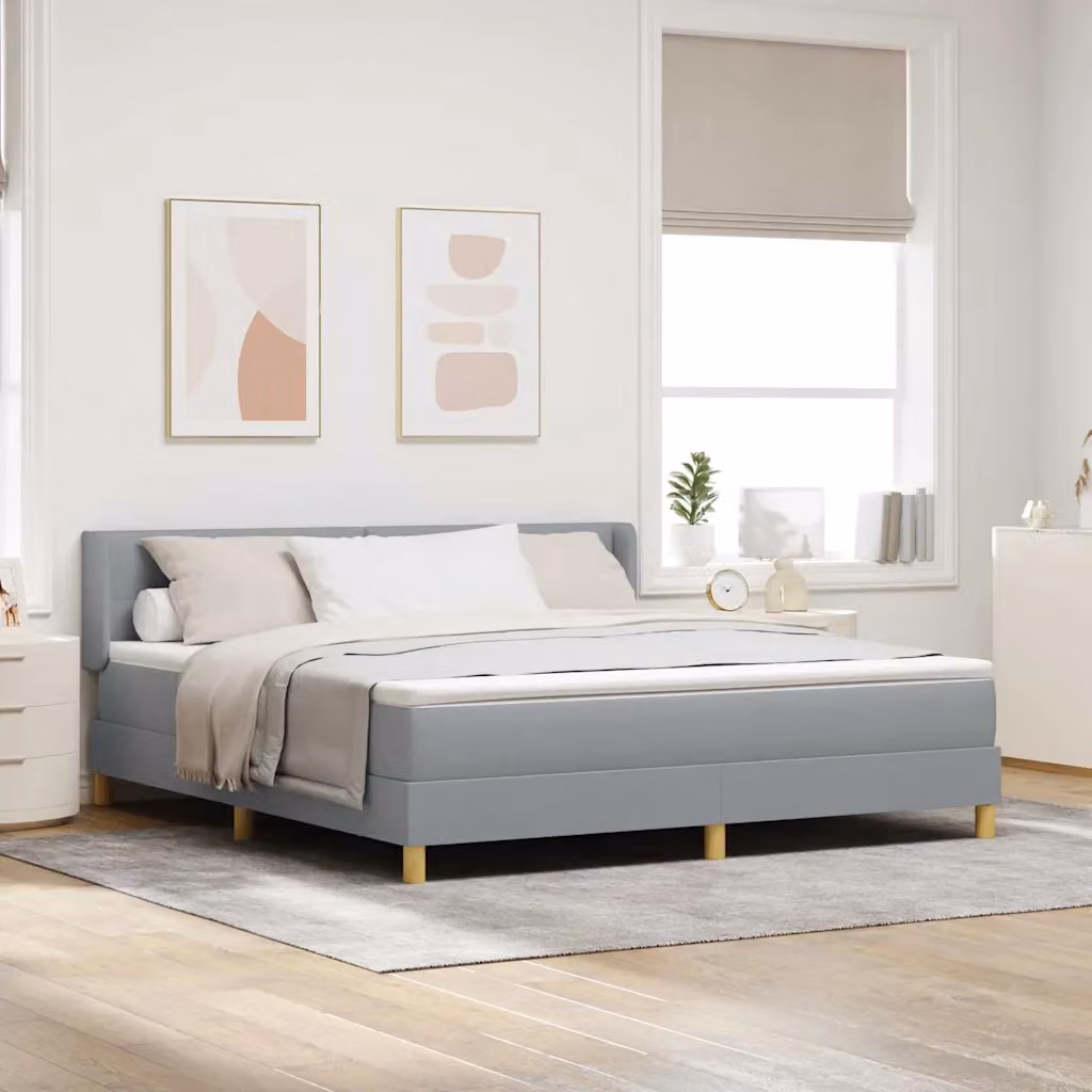 Letto a molle vidaXL con testiera in tessuto grigio, L/P: 180 x 200 cm – 1