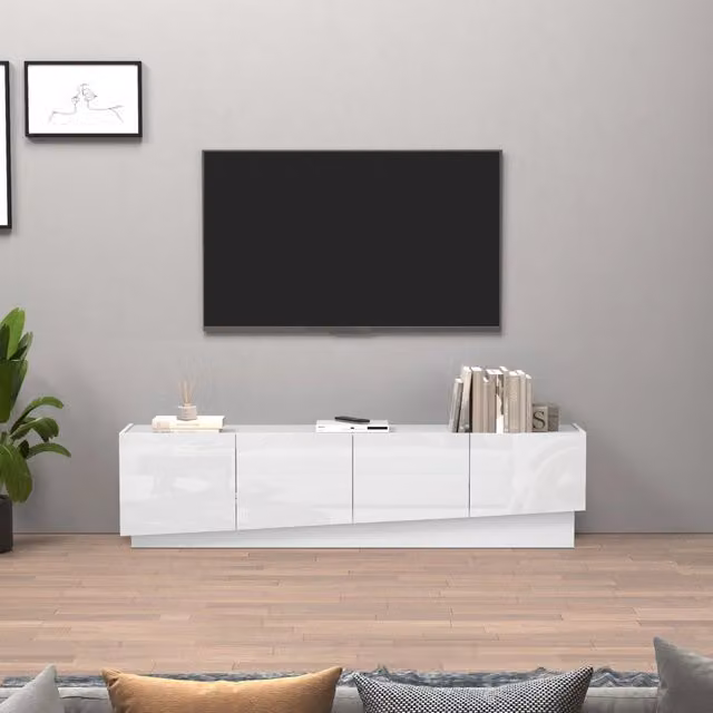 WHOUS Mobile porta TV Vela con 4 ante colore bianco lucido 180x35x45,4 cm