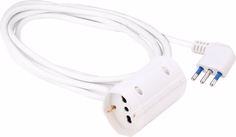 Poly Pool PP2629 Prolunga Elettrica 5 metri Bianca con 2 Prese Pluristandard 16A