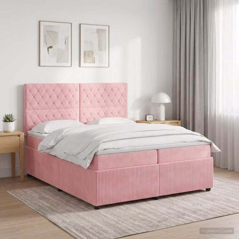 Maison Exclusive - Letto boxspring con materasso e testiera Rosa 200 x 200 cm in velluto