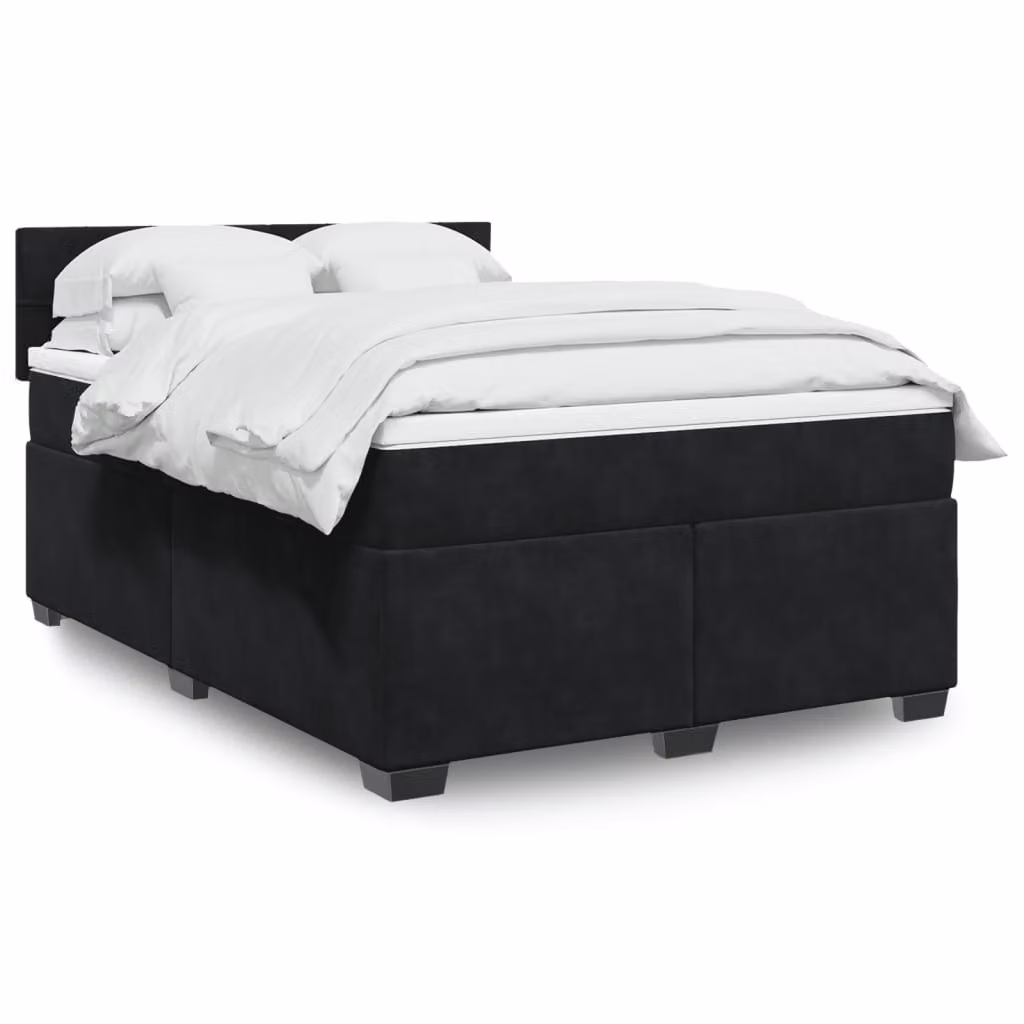 vidaXL Giroletto a Molle con Materasso in Velluto Nero L: 140 cm, P: 200 cm