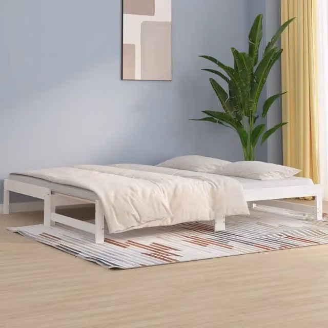Dormeuse estraibile bianca vidaXL in legno massello di pino stile rustico – 1