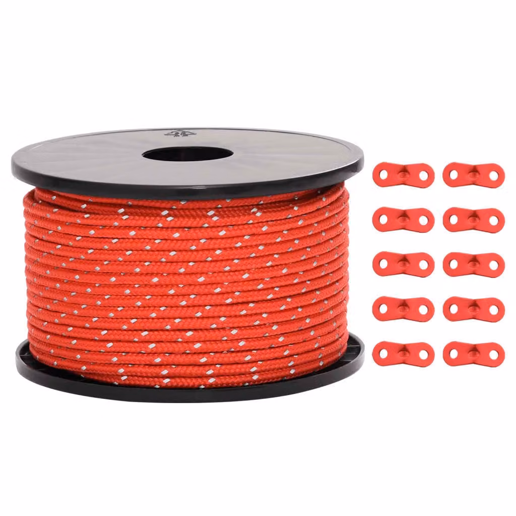 Corda Tenda con Strisce Riflettenti e Chiavi 50 m 5 mm