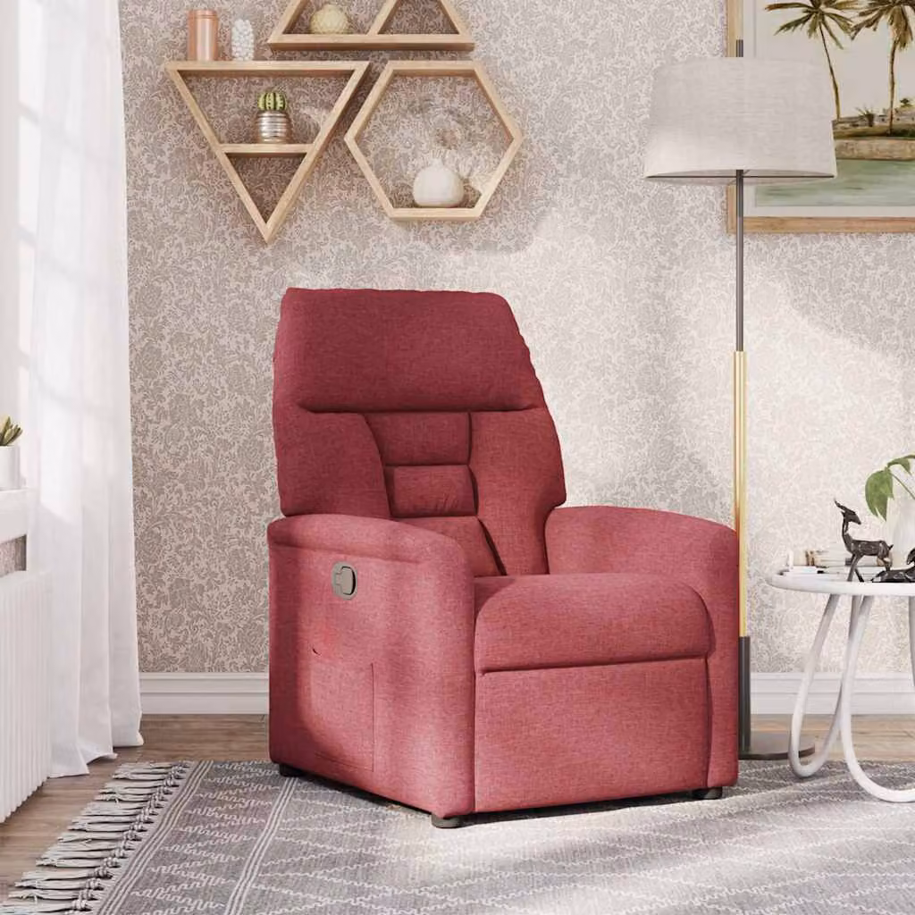 vidaXL Poltrona Reclinabile in Tessuto Rosso Vino