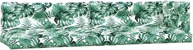 Set di 5 cuscini per pallet DESIGN IN con motivo a foglie, colore verde, in poliestere idrorepellente e resistente ai raggi UV, L/P/H: 120 x 120 x 12 cm – 1
