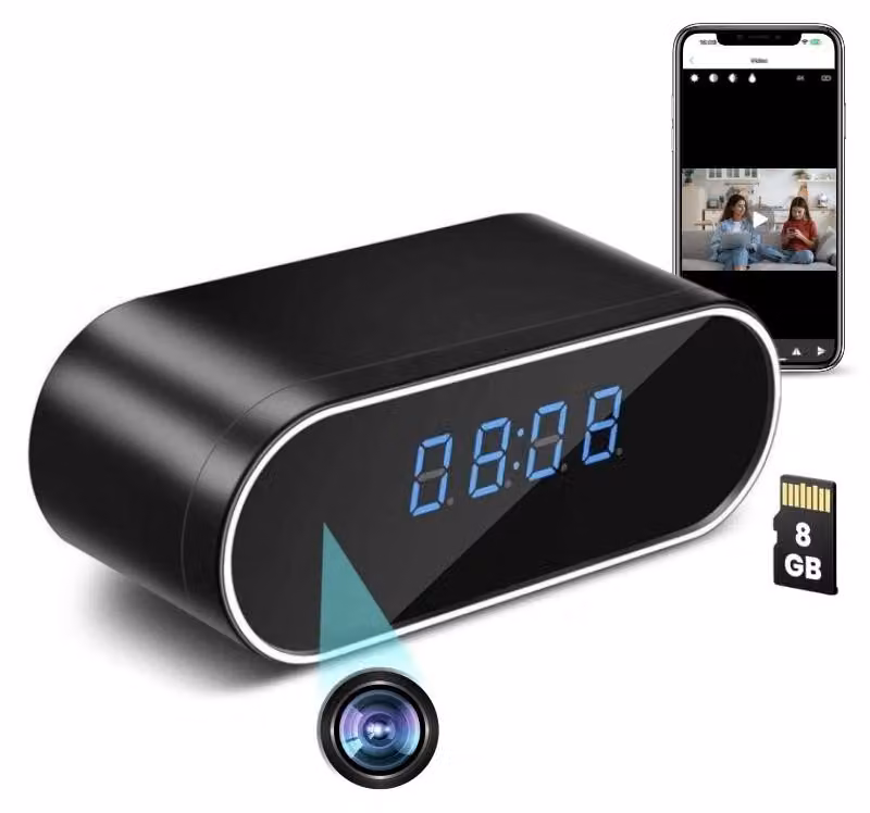 Mini Orologio Telecamera iUni IP07, Wi-Fi, 8GB, Full HD, 160°, Visione Notturna, Visualizzazione Live su telefono