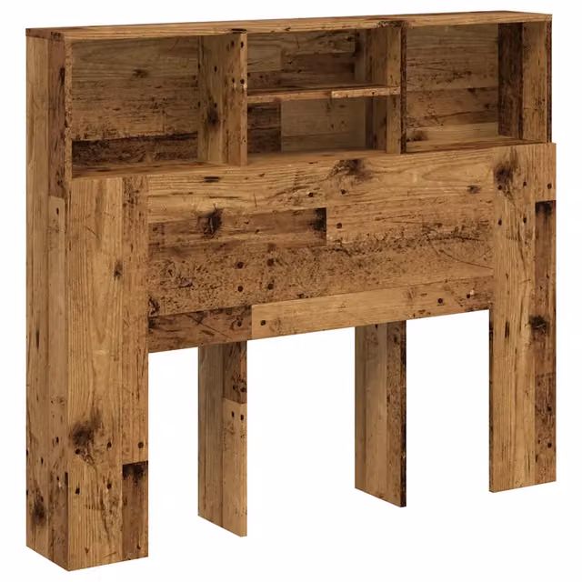Armadio per testata letto contemporaneo pratico stoccaggio 120 x 19 x 103 cm in legno multistrato vecchio legno 02_0050954