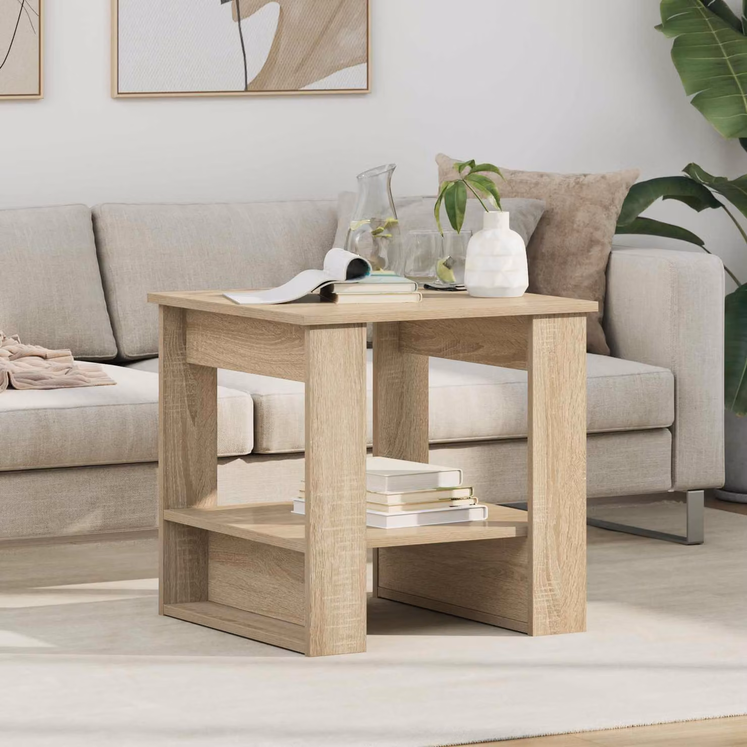 vidaXL Tavolino da salotto moderno in legno color rovere, L/P/H: 51 x 50 x 50 cm