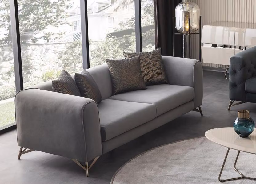 Sofa 3 Sitzer Dreisitzer 3er Couch Designersofa Polstersofa Edelstahl