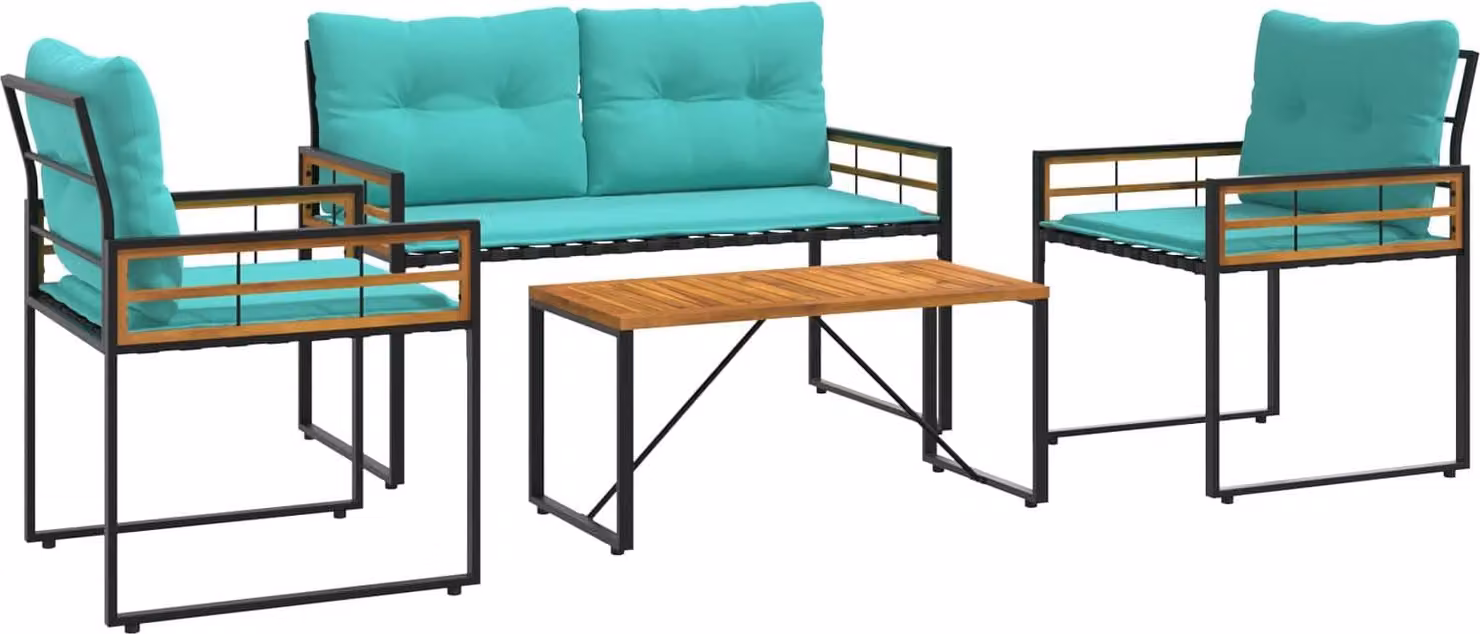 Set di Mobili da Esterno con cuscino 4 pcs Turchese