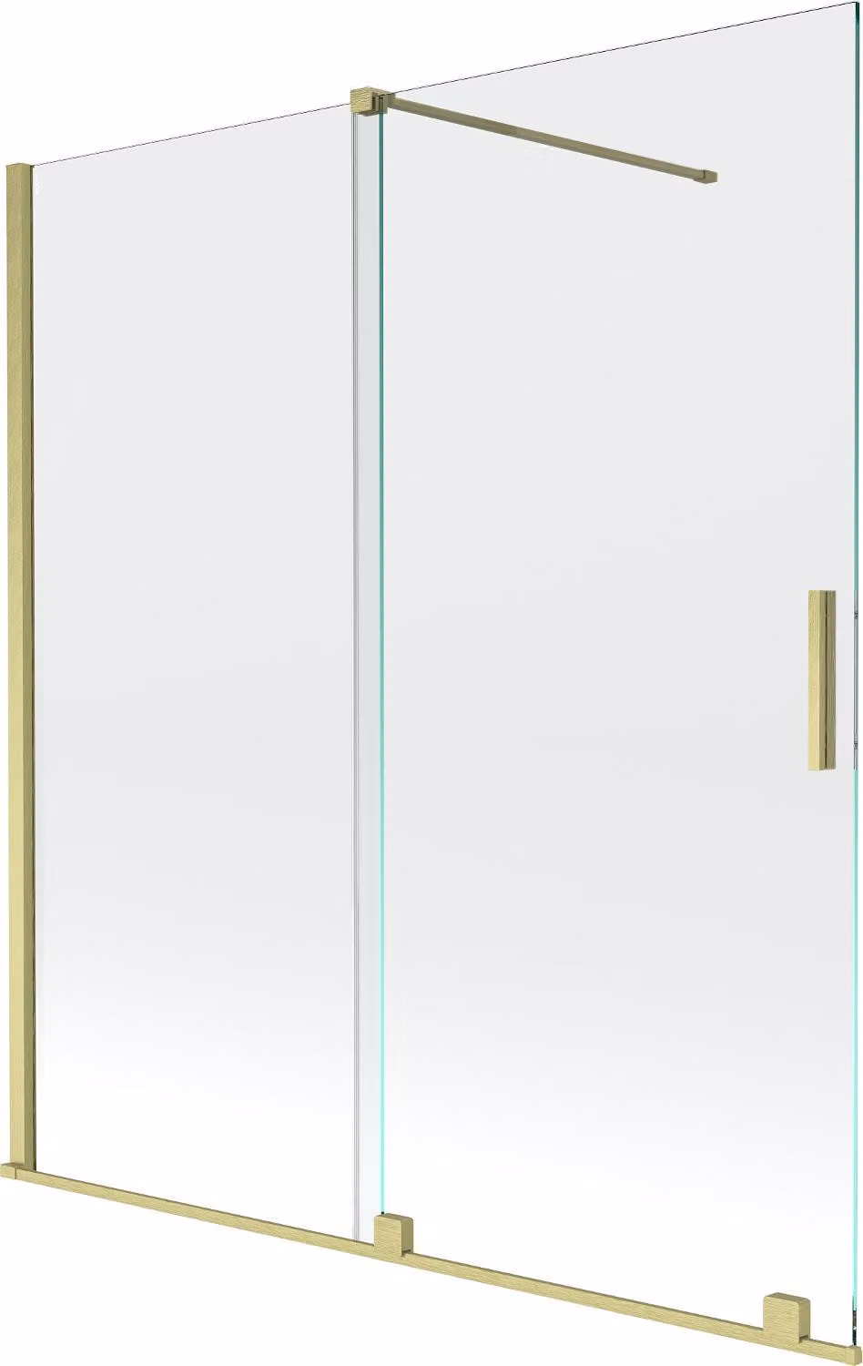 Mexen Velar paratia per vasca da bagno a 2 ante scorrevoli 150 x 150 cm, trasparente, oro spazzolato - 896-150-000-01-55