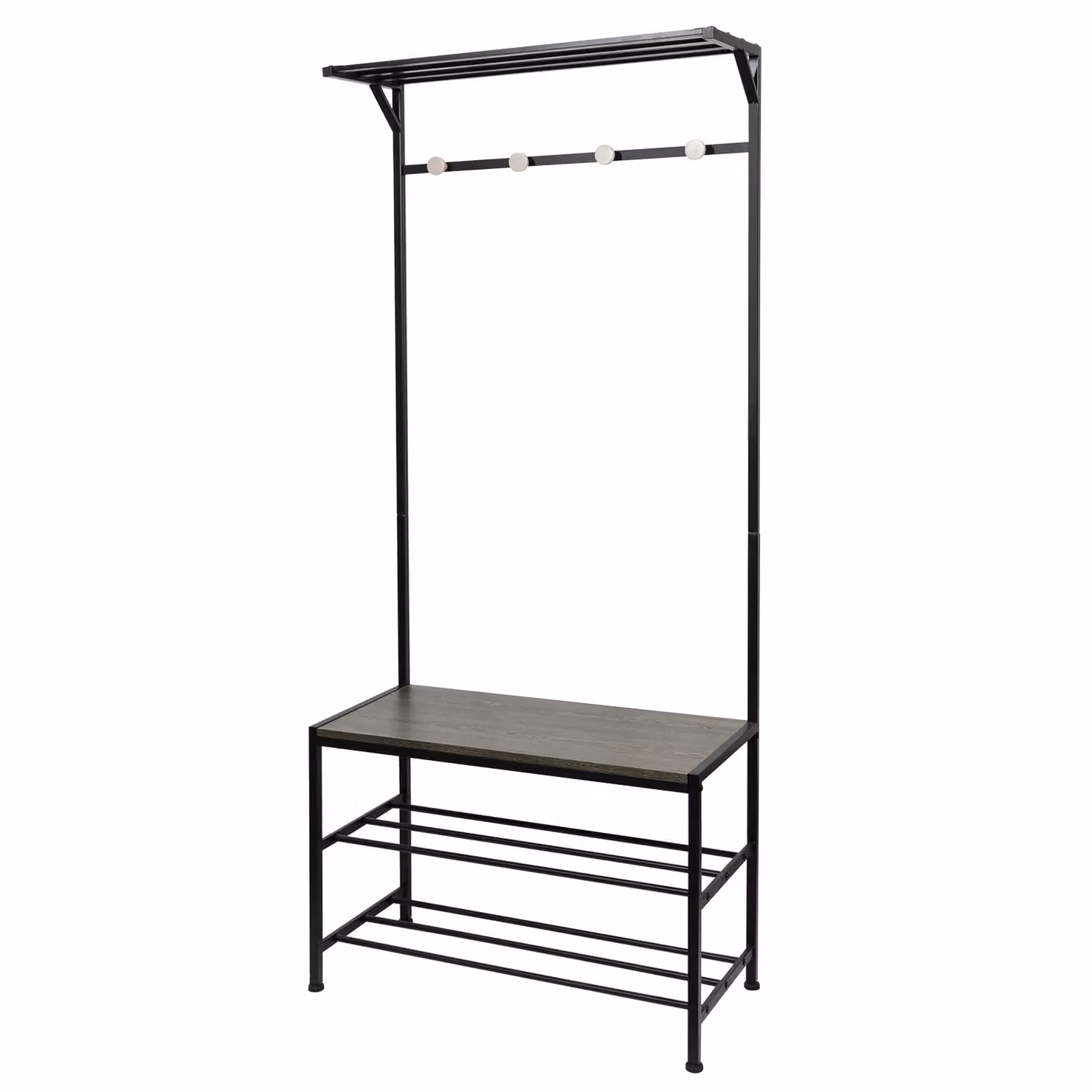 Vestiamo Casa Appendiabiti moderno con seduta e scarpiera Nero H 178 x L 76 x P 35 cm – 1