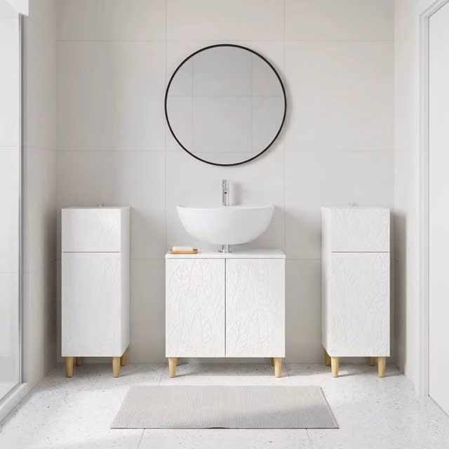 Set di armadietti da bagno in 3 pezzi DELFT Bianco Lucido 3418030