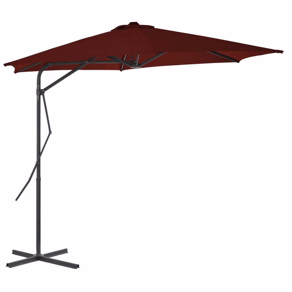 vidaXL Ombrellone con palo in acciaio 300x230 cm Rosso Bordeaux