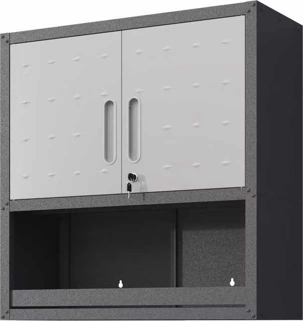 Armadio per attrezzi Minimal in metallo grigio con ante e cassetti L: 75 cm, H: 77 cm, P: 30 cm
