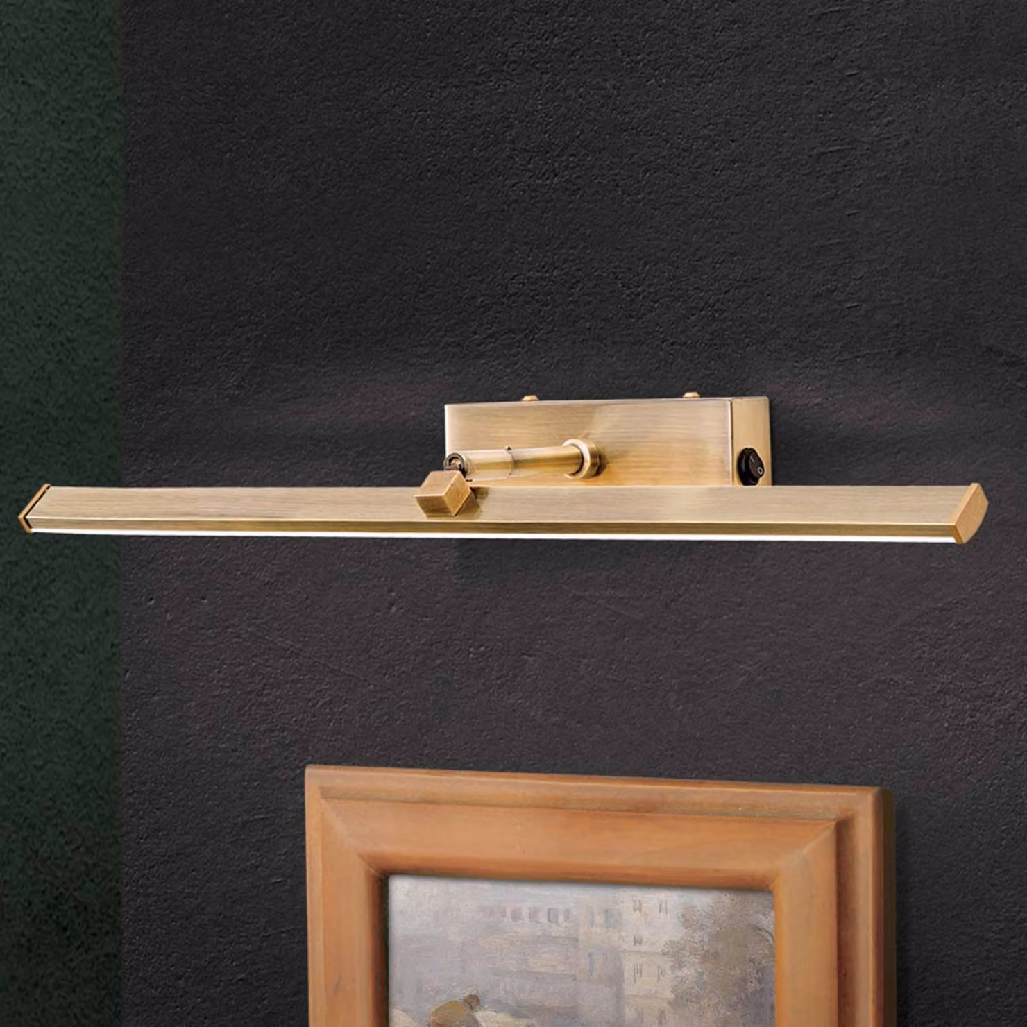 ORION Lampada per quadri LED Suren ottone antico, 50 cm, Bronzo / Ottone antico, Soggiorno / Sala da pranzo, Metallo, Applique
