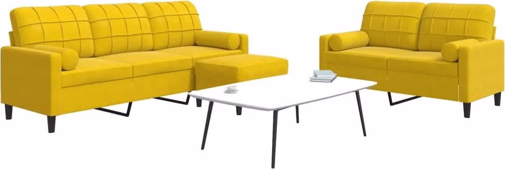 Maison Exclusive - Set divano 3 pezzi con cuscini e cuscini cervicali in velluto giallo