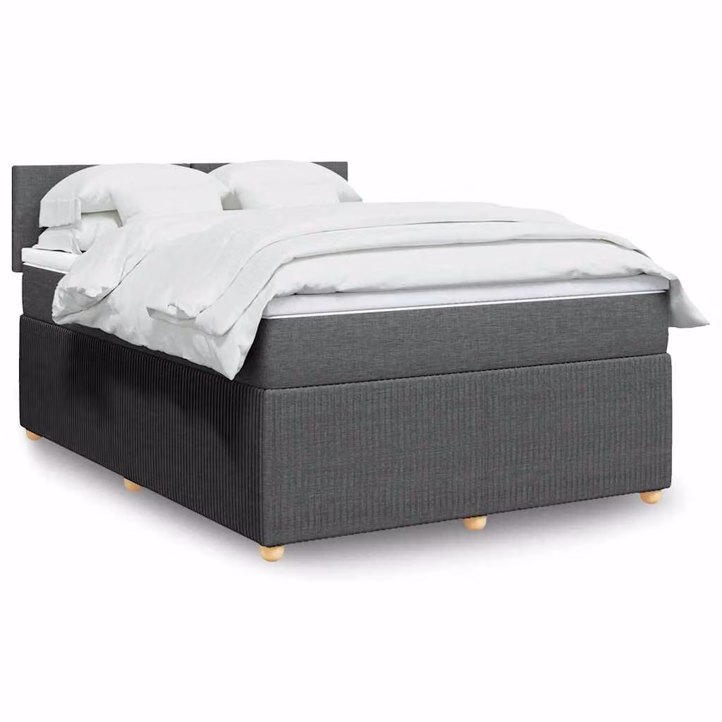 vidaXL Giroletto a Molle con Materasso Ibrido in Tessuto Grigio e Bianco L/P: 160 x 200 cm
