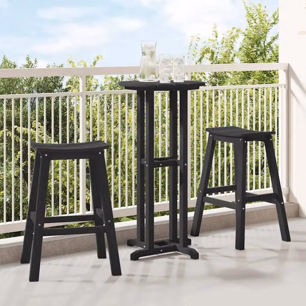 Set Bar da Giardino Moderno 3 Pezzi in Plastica Nera Opaca per Terrazza e Giardino – 2