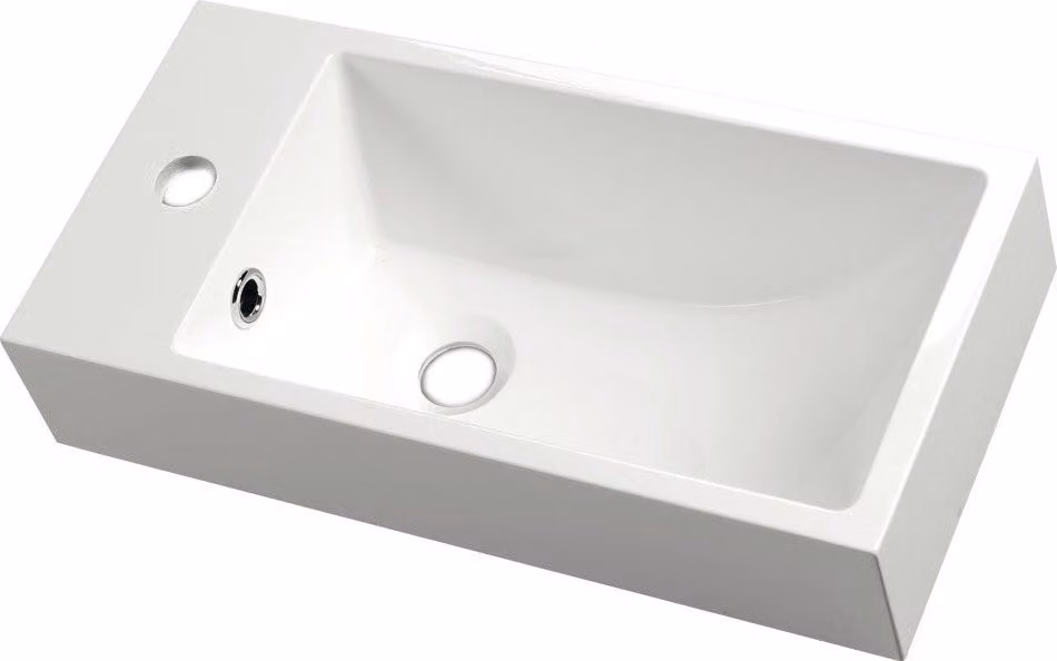 Sapho Small - Lavabo Ariana 500x250 mm, con sfioratore, foro per rubinetto a destra, bianco SM016