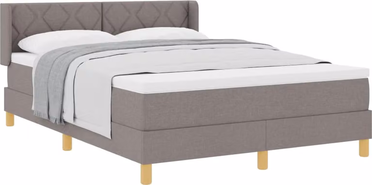 Letto a molle con materasso Taupe 140 x 190 cm in tessuto